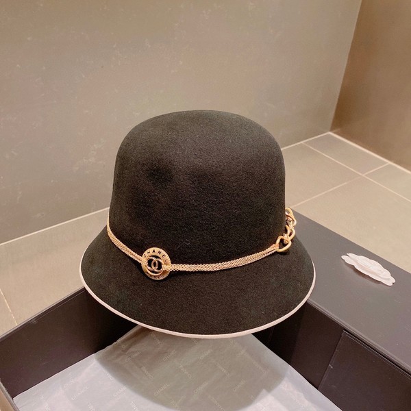 Chanel Hats Bucket Hat Straw Hat Black Grey Wool Fall/Winter Collection Chains