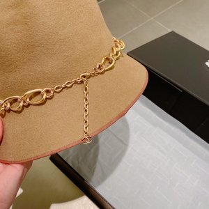Chanel Hats Bucket Hat Straw Hat Counter Quality Black Grey Wool Fall/Winter Collection Chains