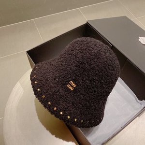 MiuMiu Hats Bucket Hat Knitted Hat Black Fall/Winter Collection