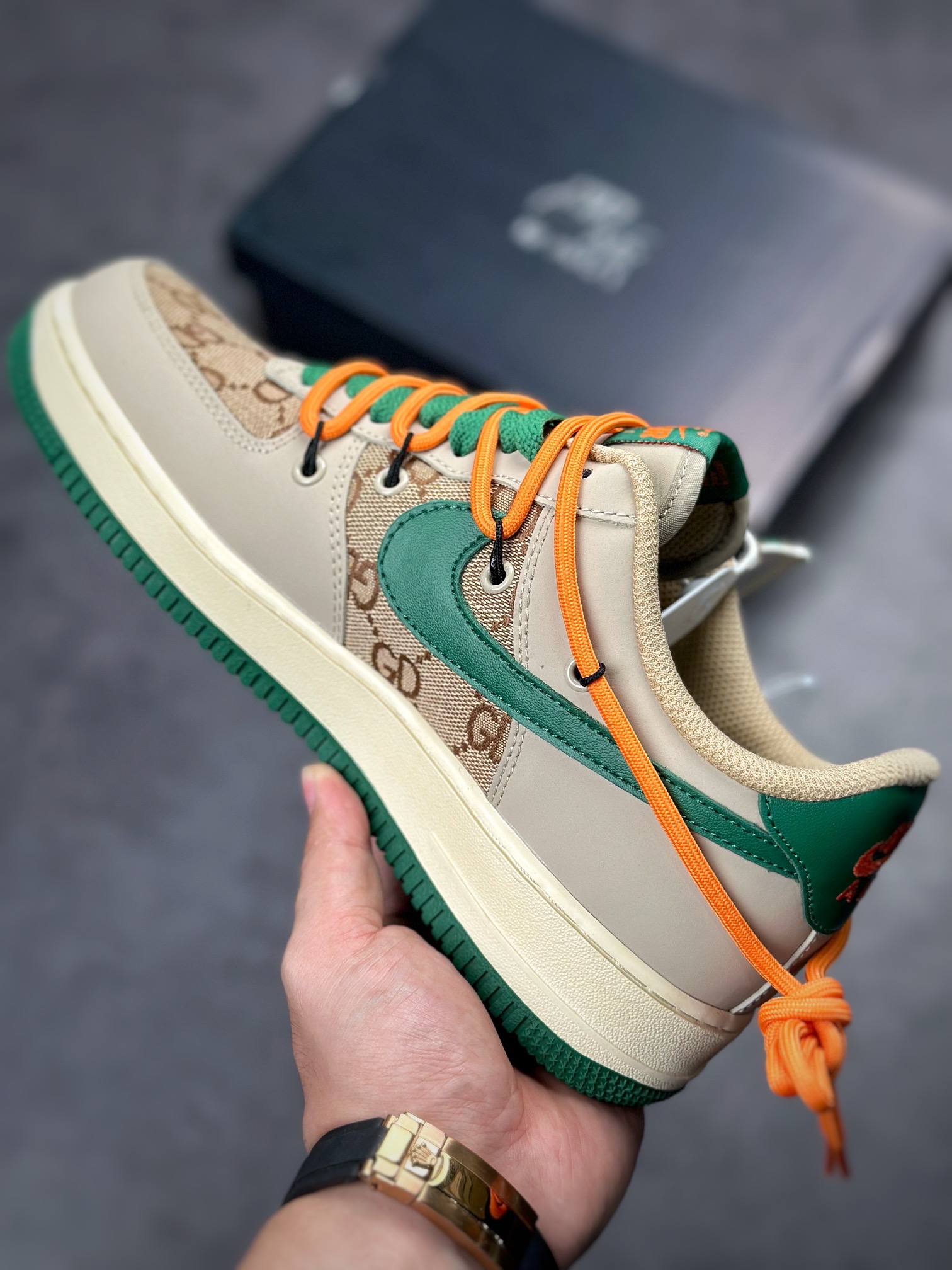 Nike Air Force 1 Low 07 beige green Gucci strap CV1724-109