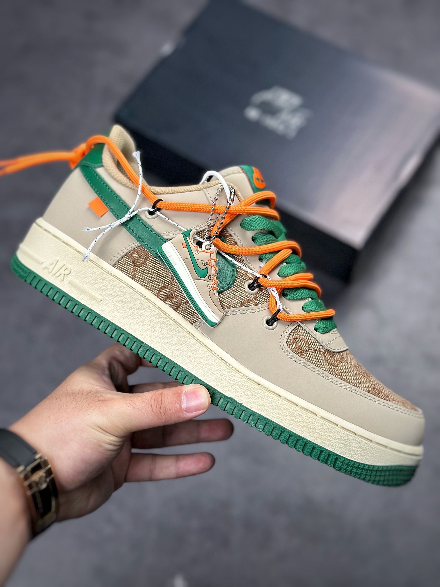 Nike Air Force 1 Low 07 beige green Gucci strap CV1724-109