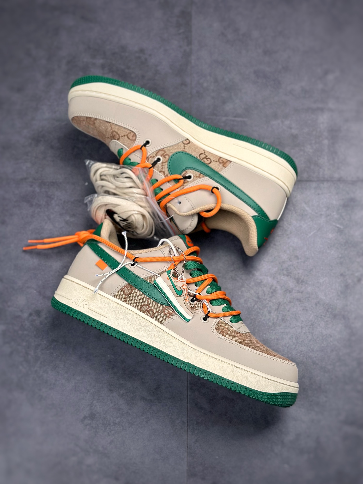 Nike Air Force 1 Low 07 beige green Gucci strap CV1724-109