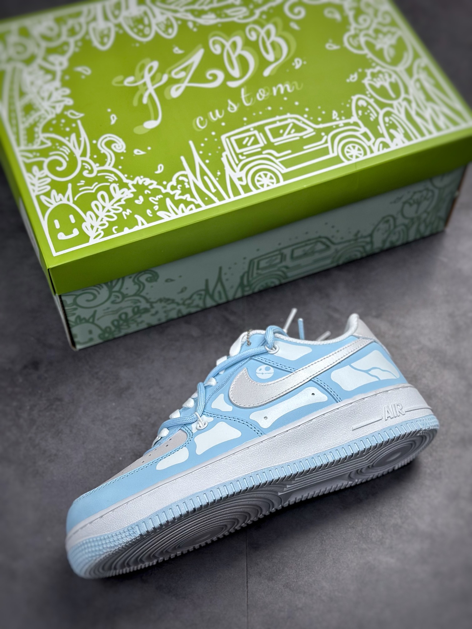 250 Nike Air Force 1 Low 07 骷髅脚趾白蓝 CW2288-111