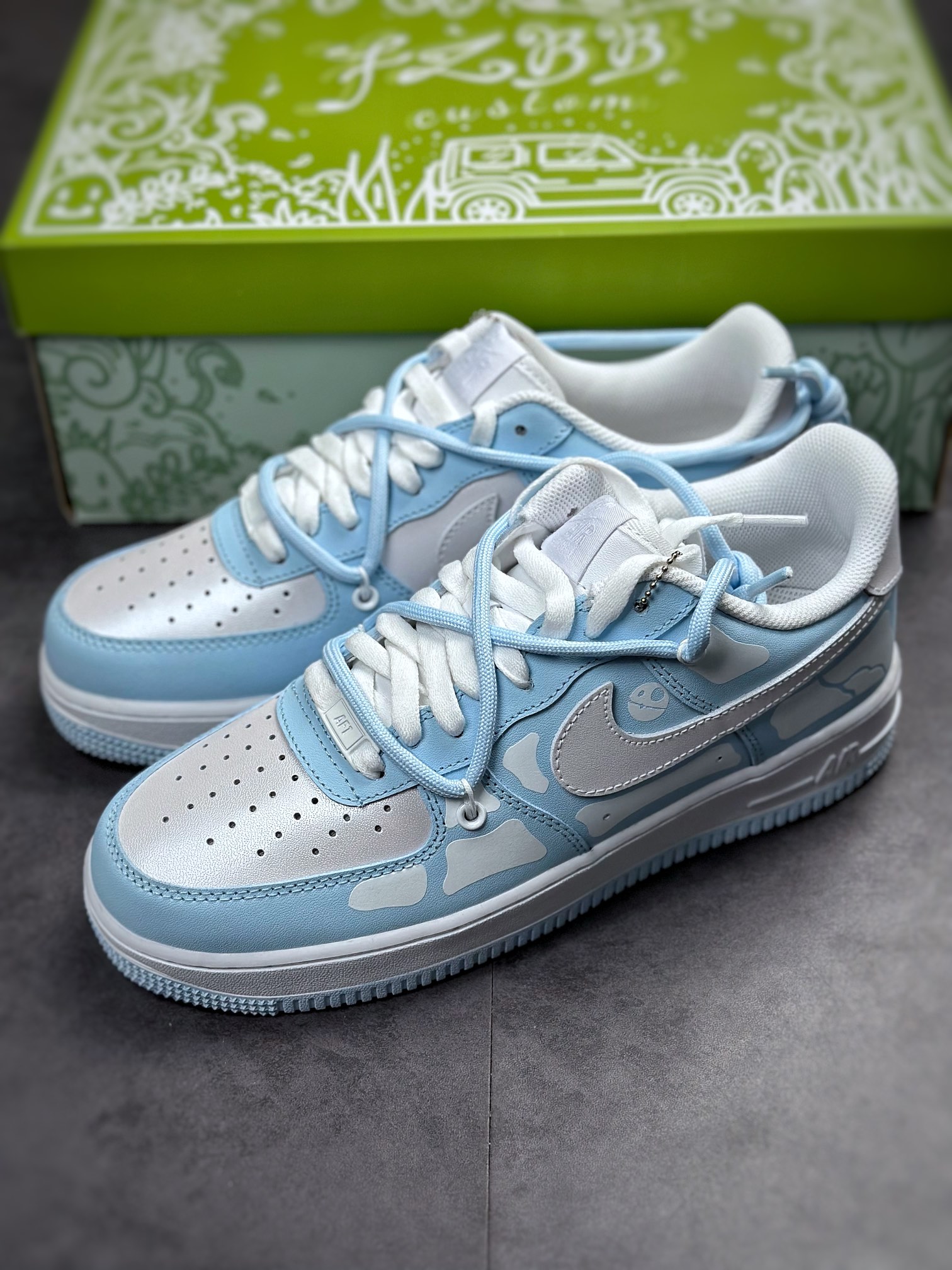 250 Nike Air Force 1 Low 07 骷髅脚趾白蓝 CW2288-111