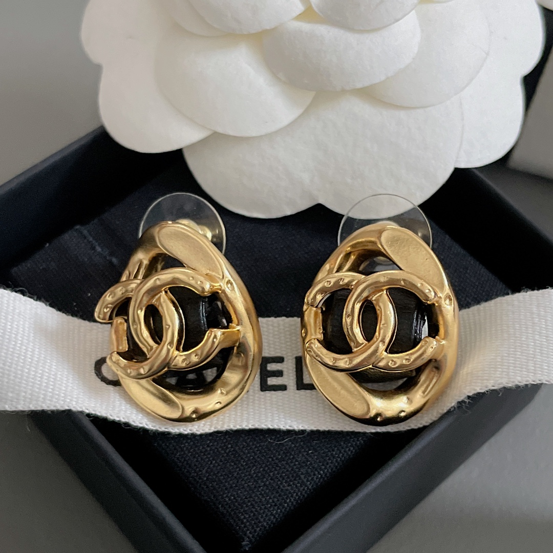 Chanel Joyas Pendiente Negro Vintage