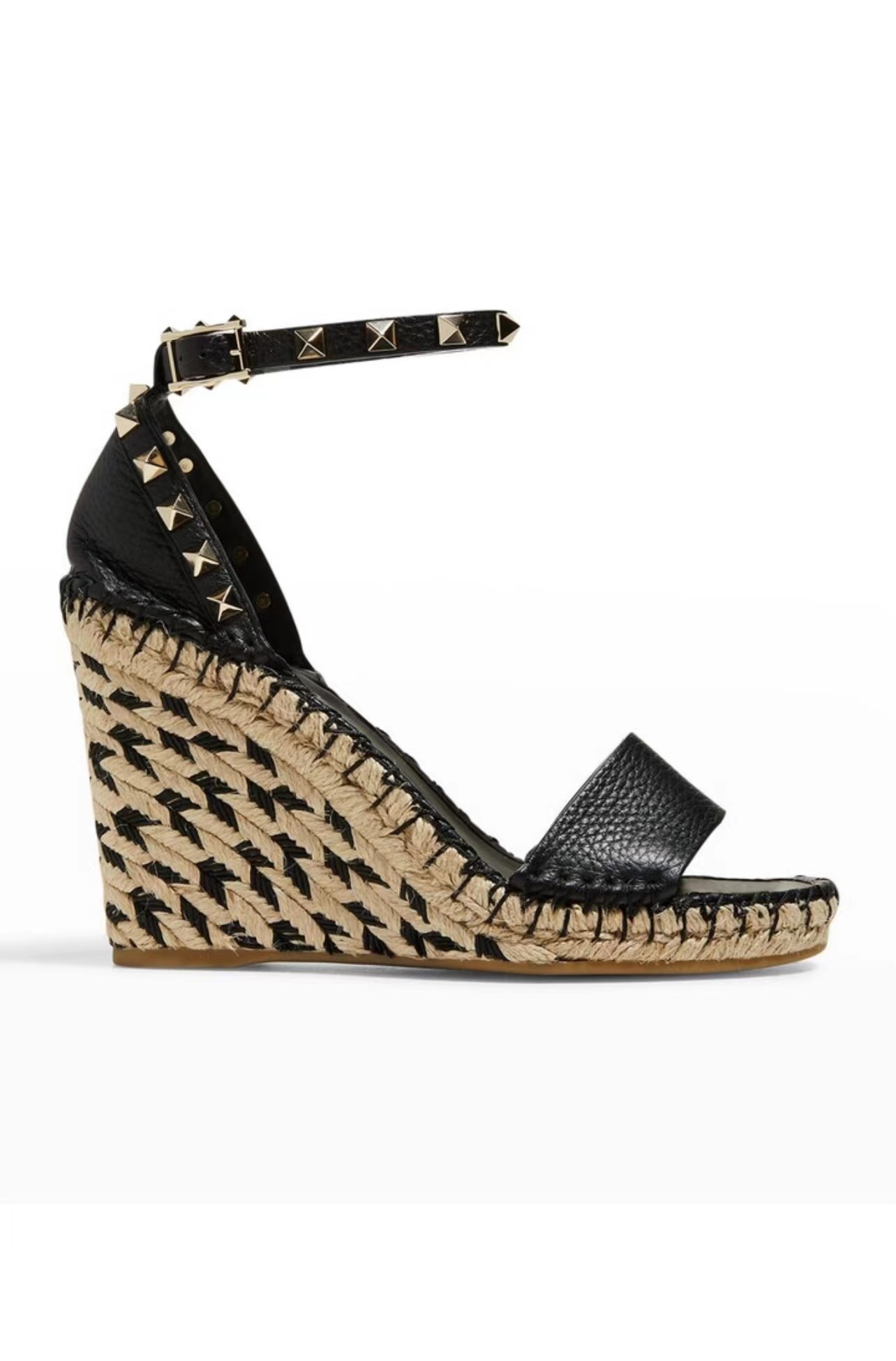 NO:246746,(Official Photo) Valentino Garavani lychee cowhide lace-weed sandals - metal effect processed rivet decoration - special color-blocked hemp rope wrapped wedge - adjustable calfskin lace-weed waterproofing platform - Made in Italy -35-41, fisherman's shoes, valentino, sandals, espadrilles, cowhide19860909（官方图） Valentino Garavani 荔枝牛皮系带坡跟凉鞋 - 金属效果工艺处理铆钉装饰 - 特殊拼色麻绳包裹坡跟 - 可调节小牛皮系带 - 坡跟防水台 - 意大利制造 -35-41,渔夫鞋,valentino,sandals,espadrilles,cowhide,Women's Shoes