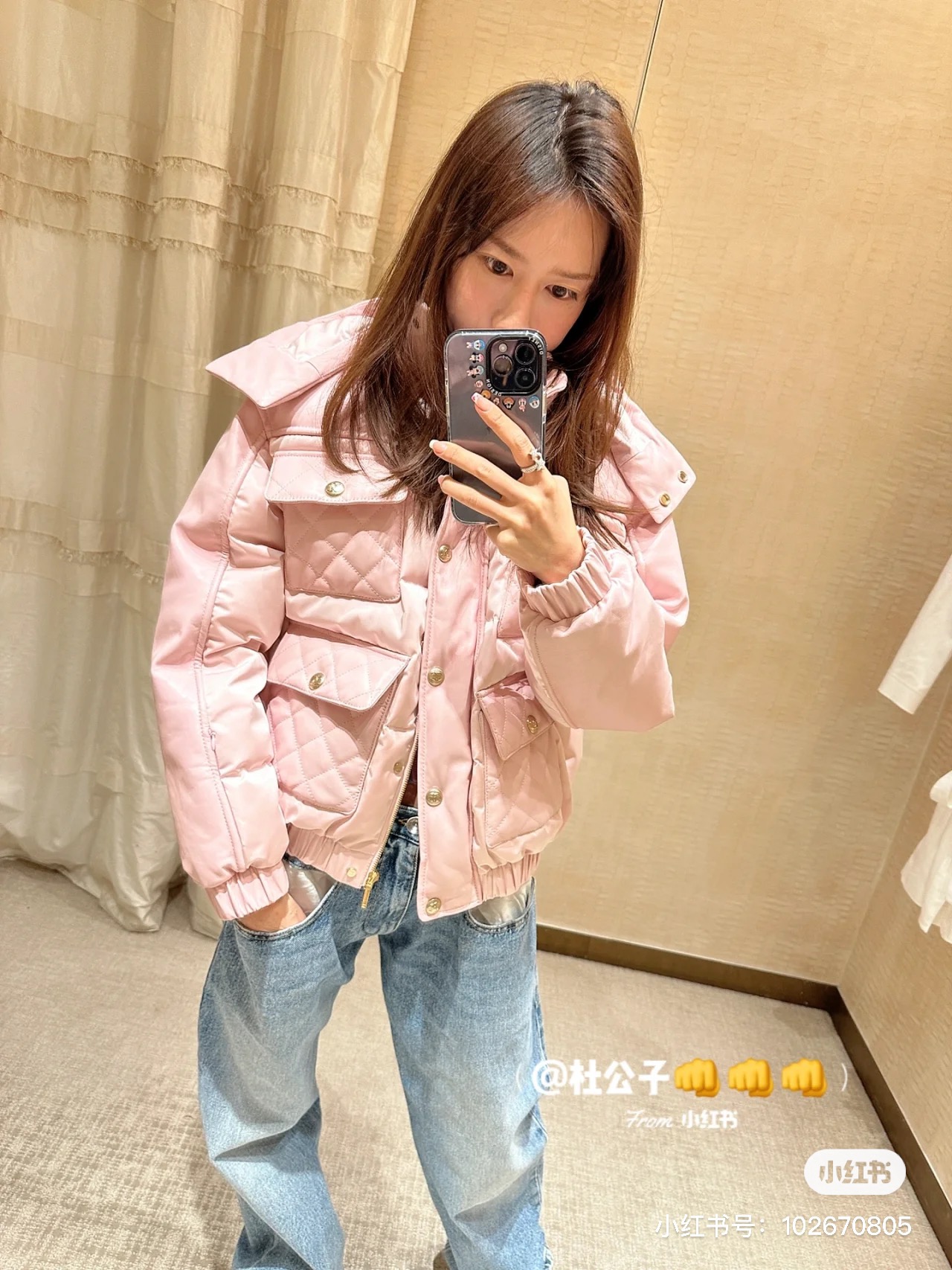2022Chane*coco neige滑雪系列新品!本季最火!代购爆款一件难求!羊皮拼接连帽真皮羽绒外套羽绒服