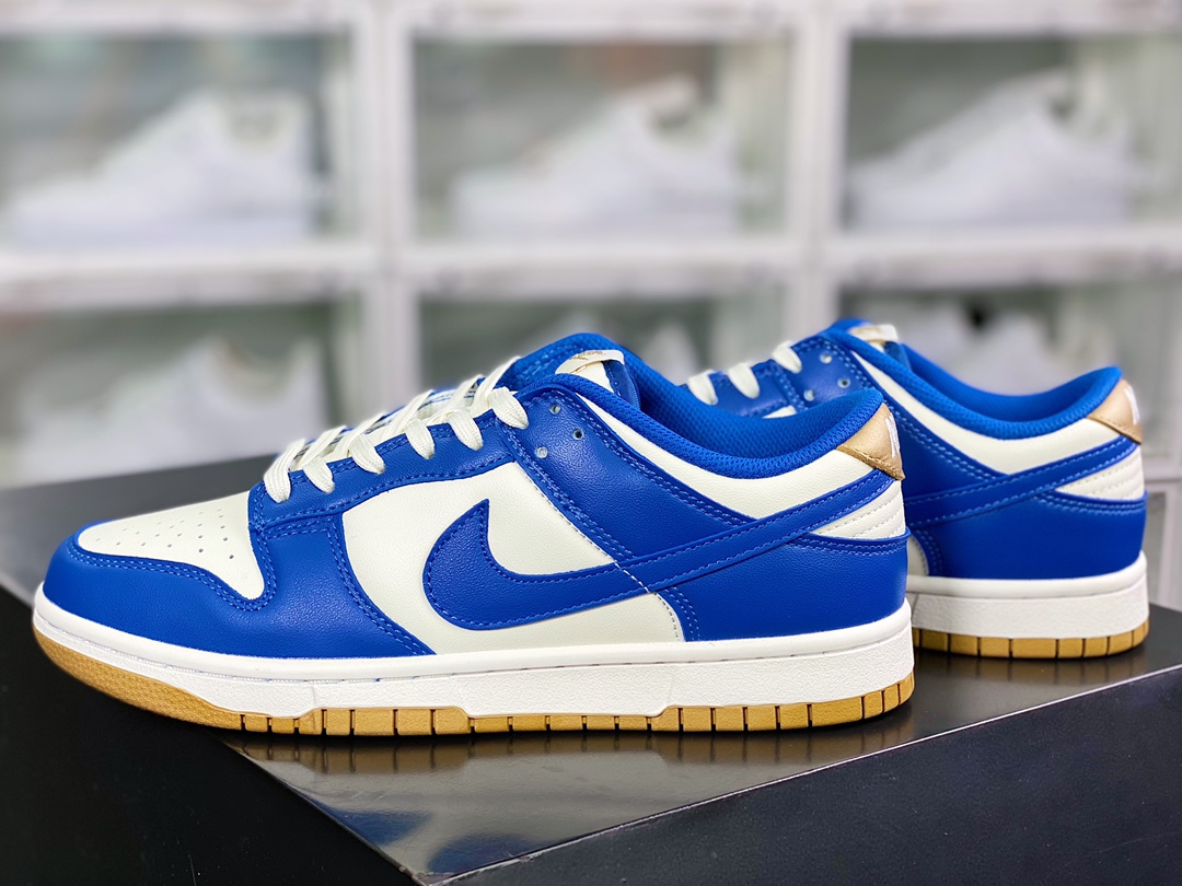 260  SB Dunk Low”Gold Blue”扣篮系列低帮休闲运动滑板板鞋“白宝蓝金”FB7173-141