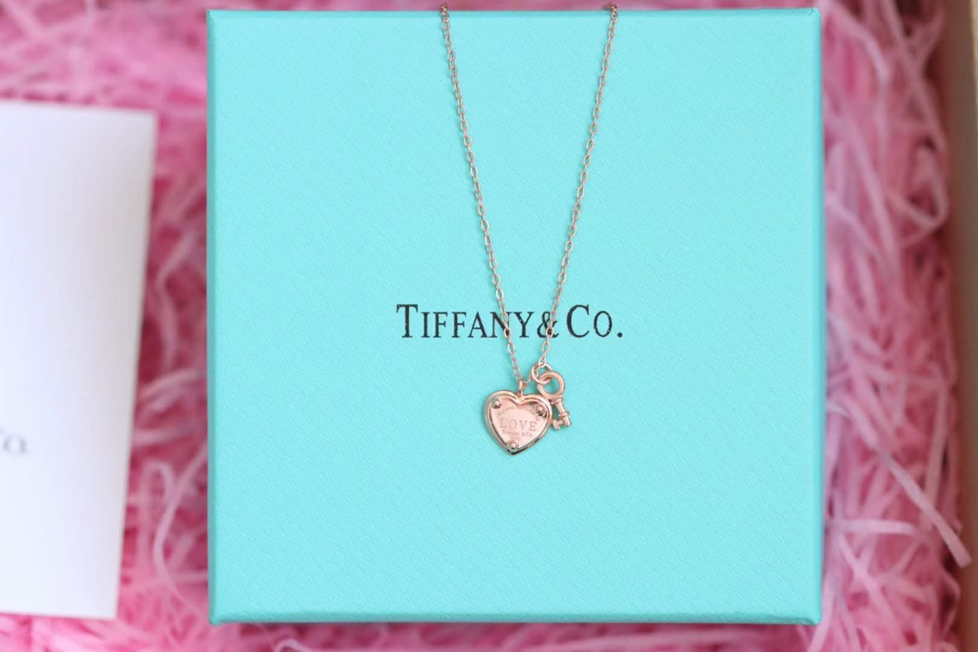 Tiffany & Co. Tiffany&Co. 玫瑰金心锁 纯银 锁骨项链