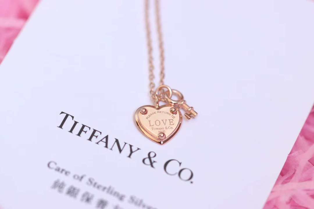 Tiffany & Co. Tiffany&Co. 玫瑰金心锁 纯银 锁骨项链