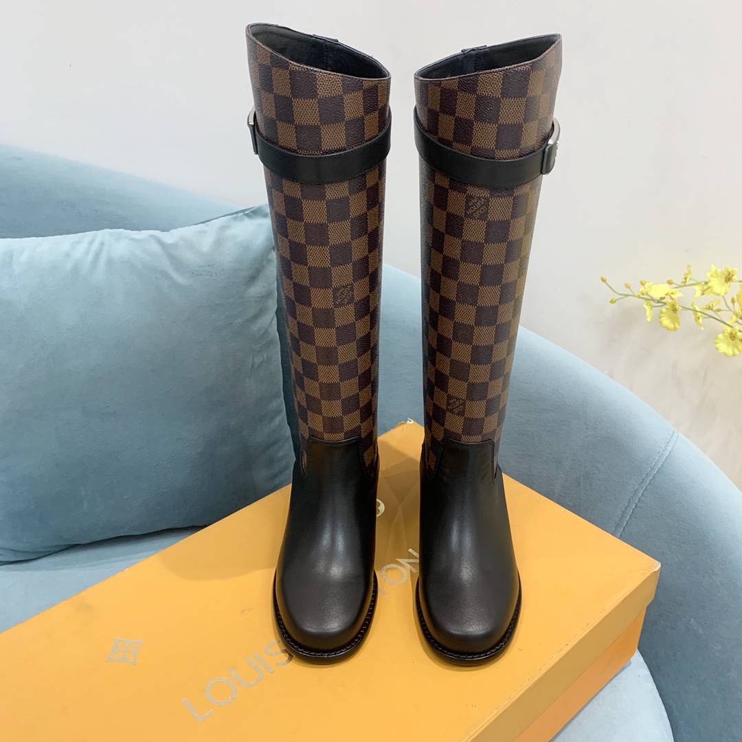 Louis Vuitton Long Boots Cowhide Genuine Leather Sheepskin