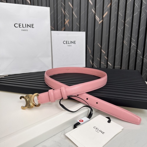 Celine Triomphe Logo Women's Leather Belt, Pink,Width 2.5cm