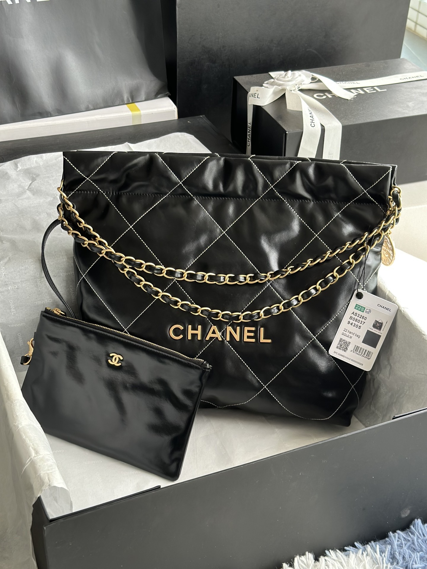 顶级货_法国高端定制品Chane1AS3260#Chanel2022新品油蜡皮小胎牛皮索口购物袋独家实拍