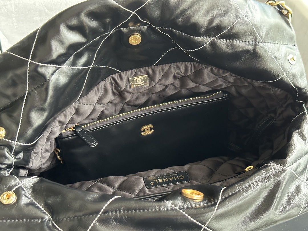 顶级货_法国高端定制品Chane1AS3260#Chanel2022新品油蜡皮小胎牛皮索口购物袋独家实拍