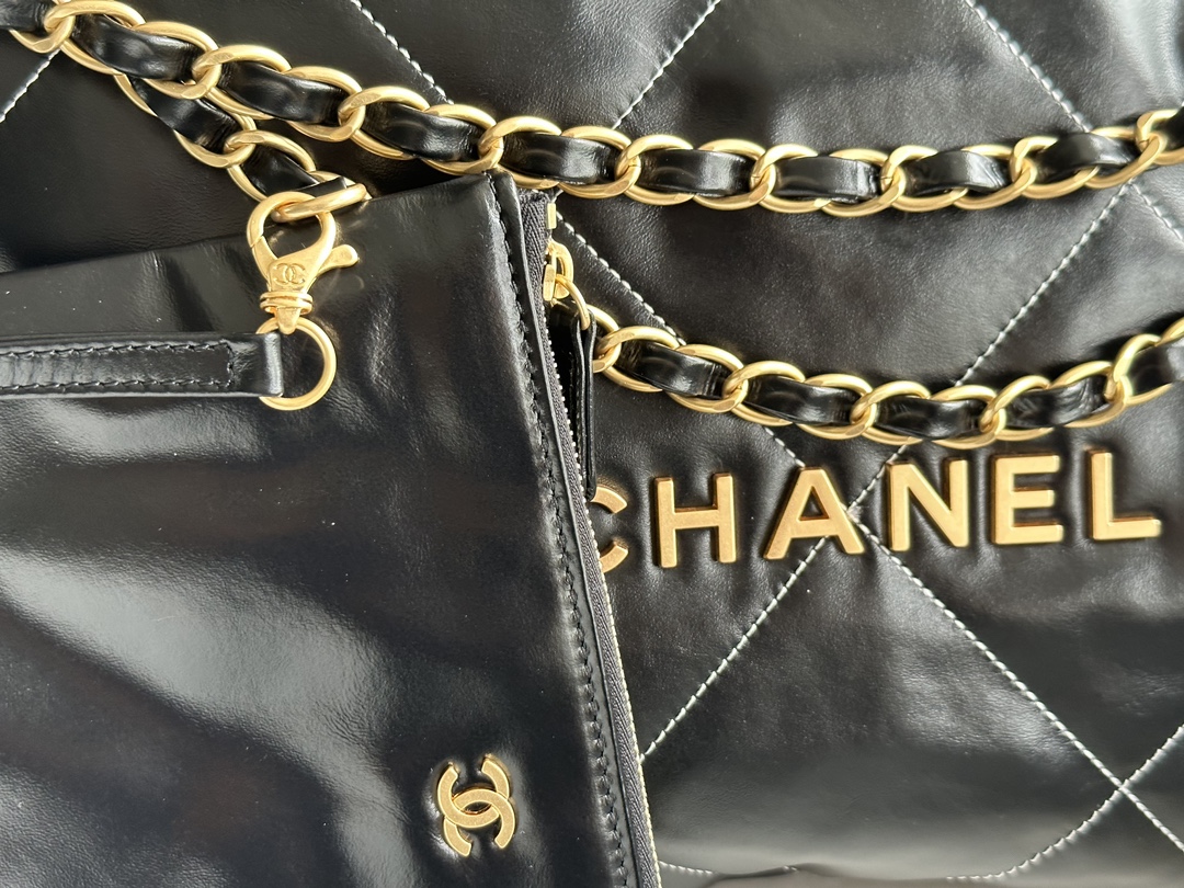 顶级货_法国高端定制品Chane1AS3260#Chanel2022新品油蜡皮小胎牛皮索口购物袋独家实拍