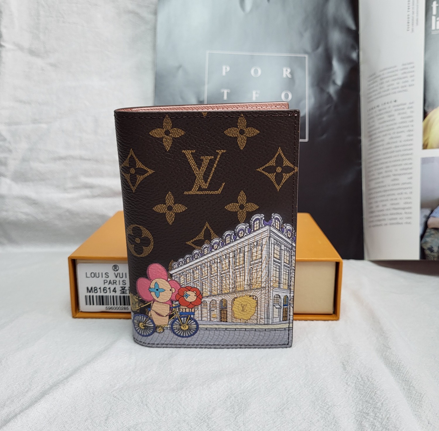 Leather passport holder with travel essentials