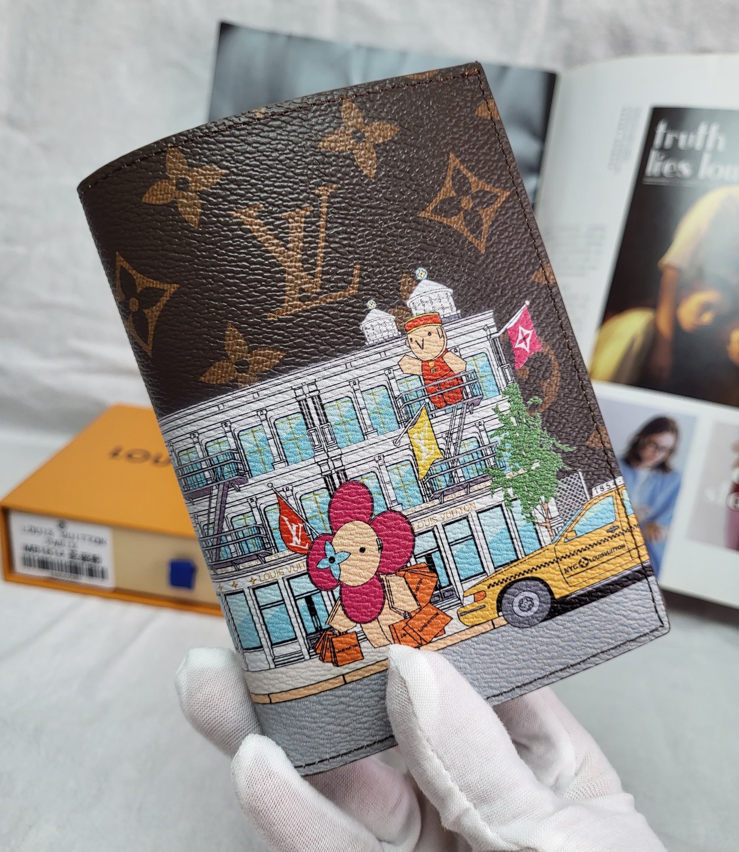 Close-up of leather texture on passport cover