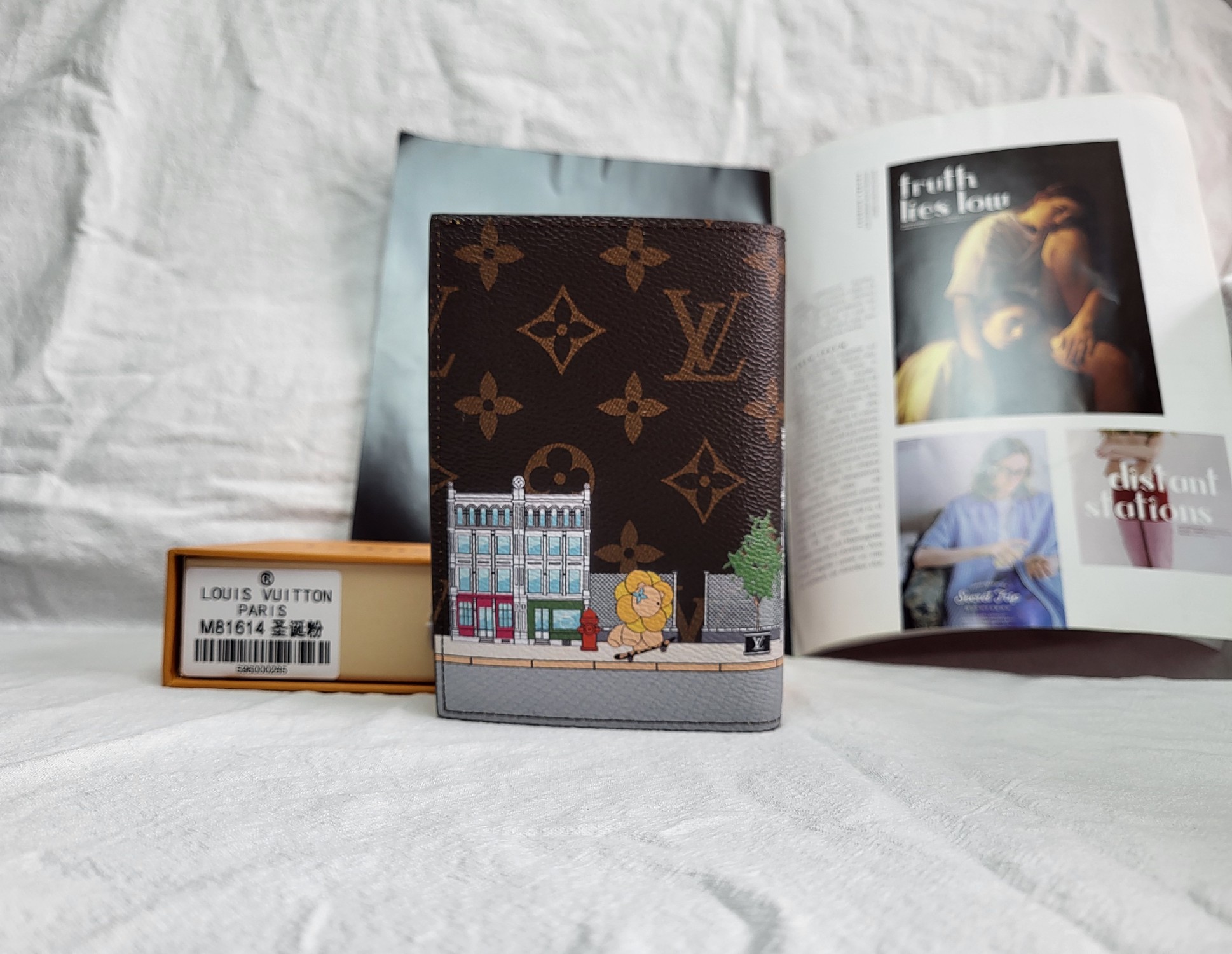 Passport cover held in a person's hand