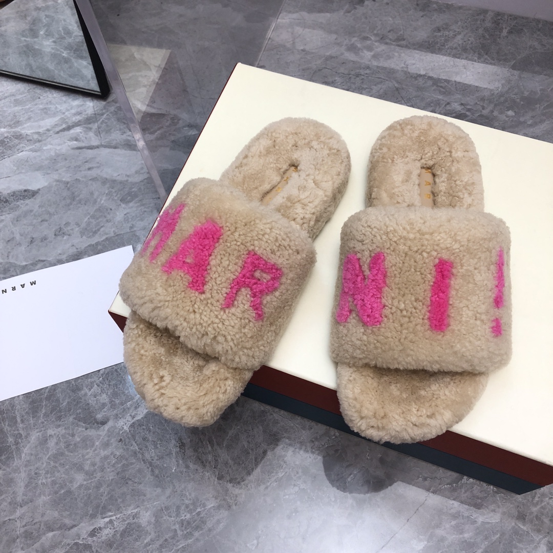 Marni2023秋新款经典毛毛鞋顶