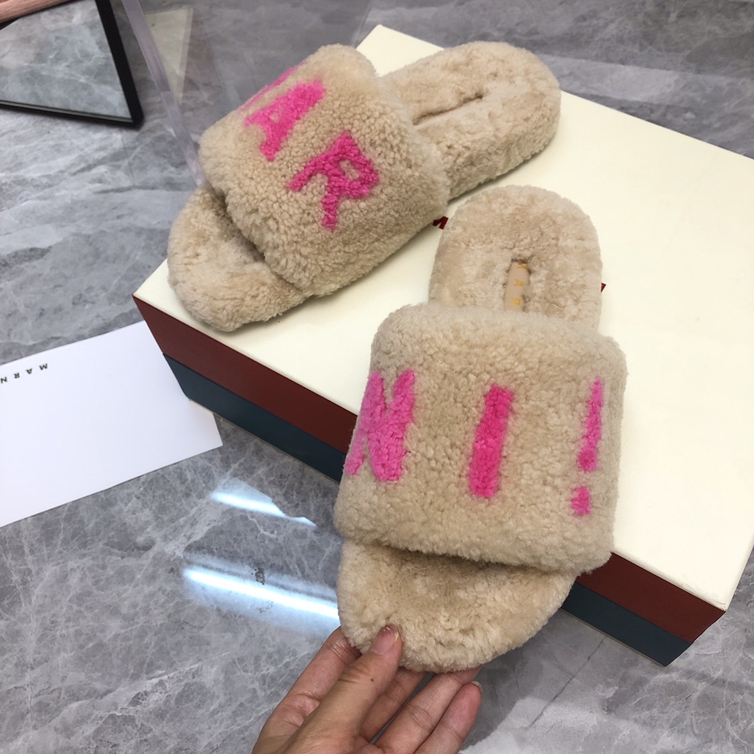 Marni2023秋新款经典毛毛鞋顶