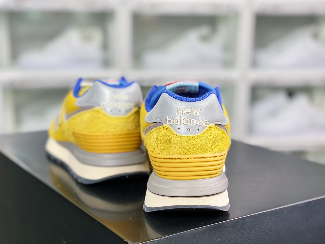 Bodega x NB 574 upgraded series low-top retro casual sports jogging shoes ”bright yellow sapphire blue silver” U574LGB1