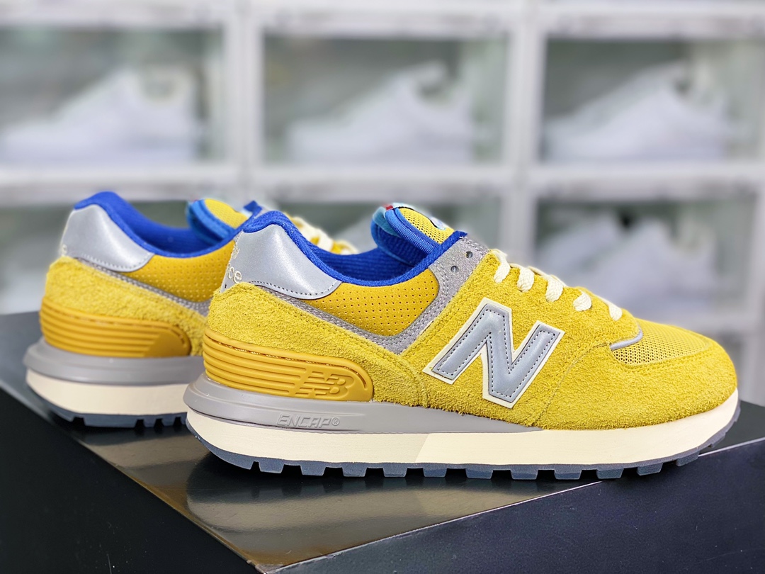 Bodega x NB 574 upgraded series low-top retro casual sports jogging shoes ”bright yellow sapphire blue silver” U574LGB1