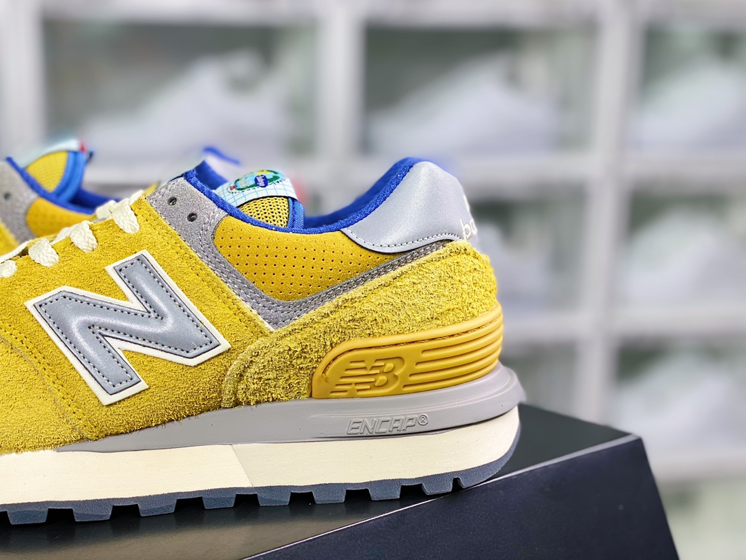 Bodega x NB 574 upgraded series low-top retro casual sports jogging shoes ”bright yellow sapphire blue silver” U574LGB1