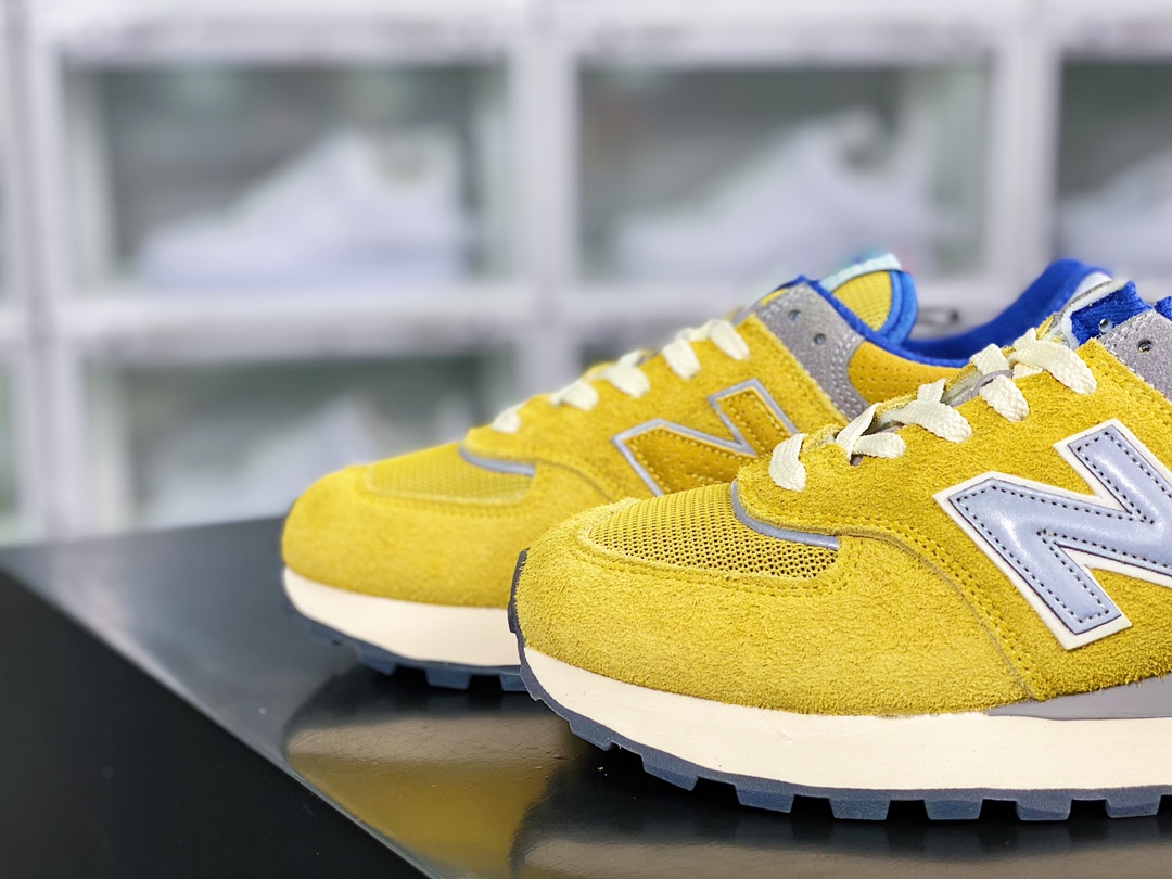 Bodega x NB 574 upgraded series low-top retro casual sports jogging shoes ”bright yellow sapphire blue silver” U574LGB1