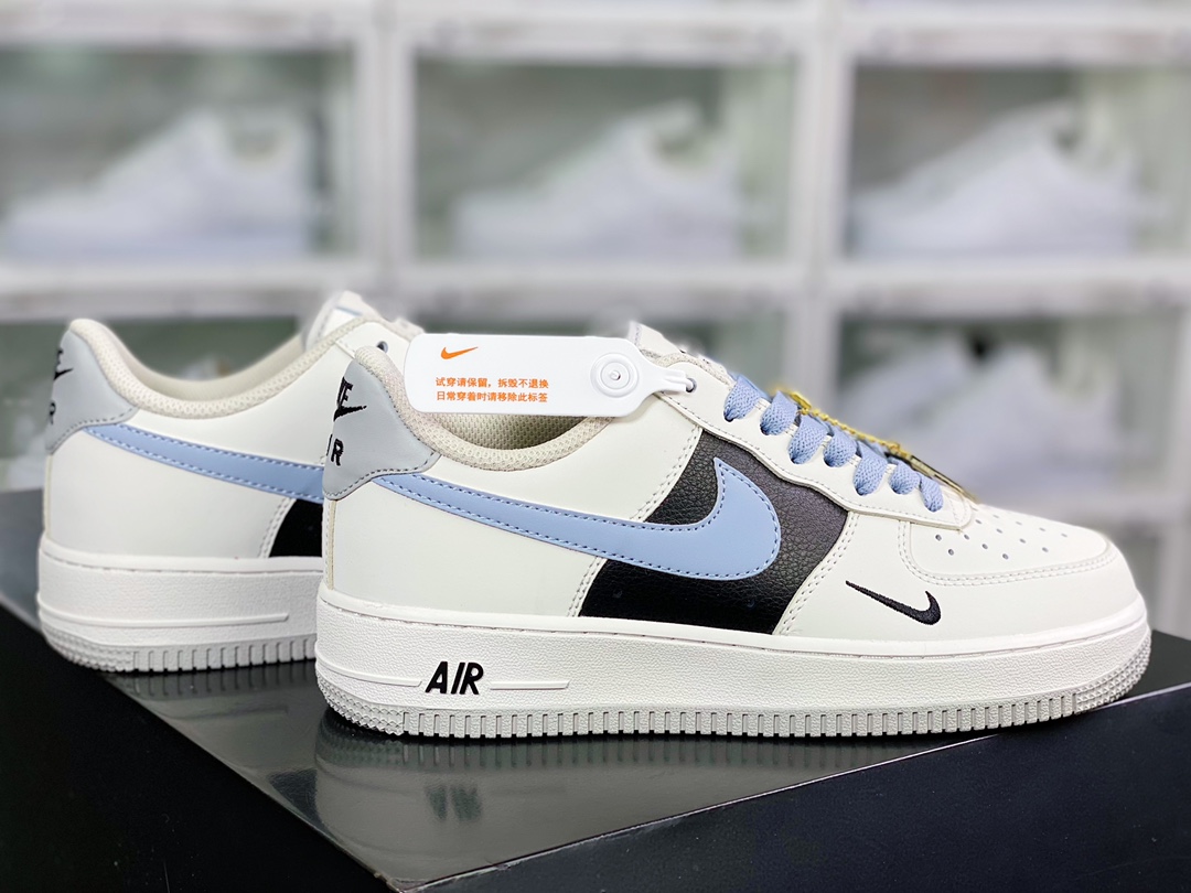 240  Air Force 1 '07 Low QS”Sail White/Yellow Mini Swoosh”空军一号板鞋“皮革米白黄小钩”FB1839-222