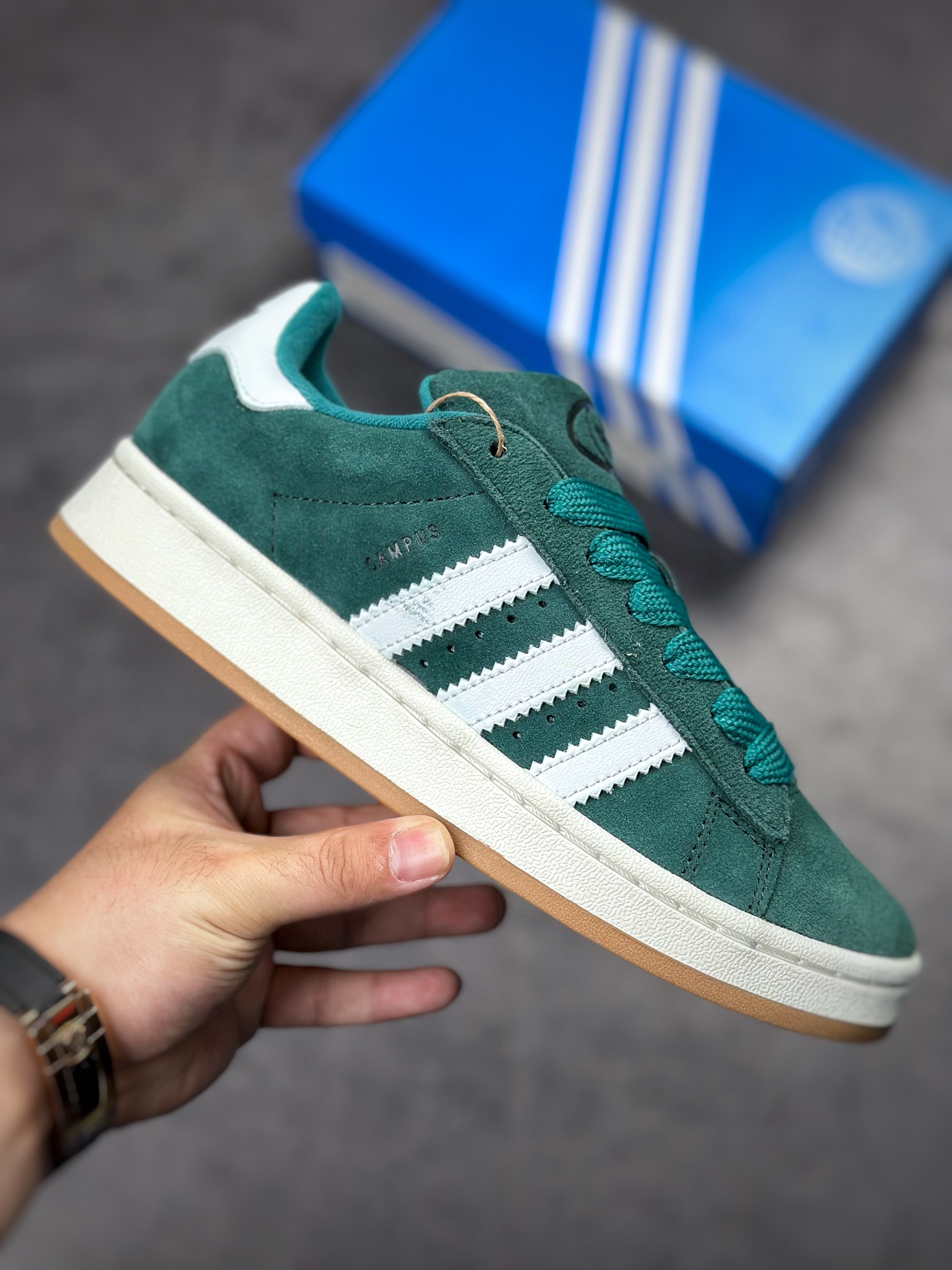 Adidas Campus 00s dark green white retro trend casual bread shoes HR1467