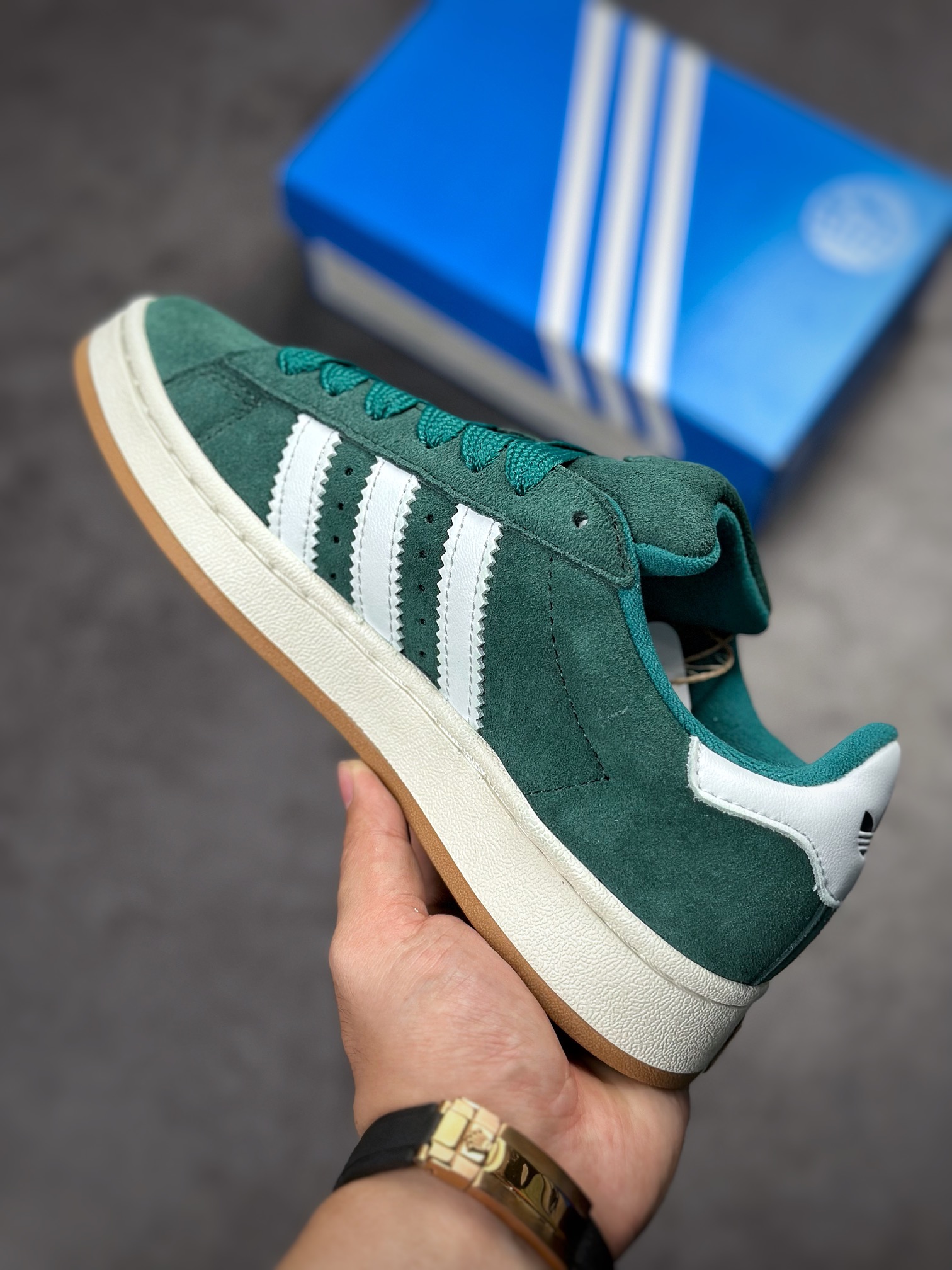 Adidas Campus 00s dark green white retro trend casual bread shoes HR1467