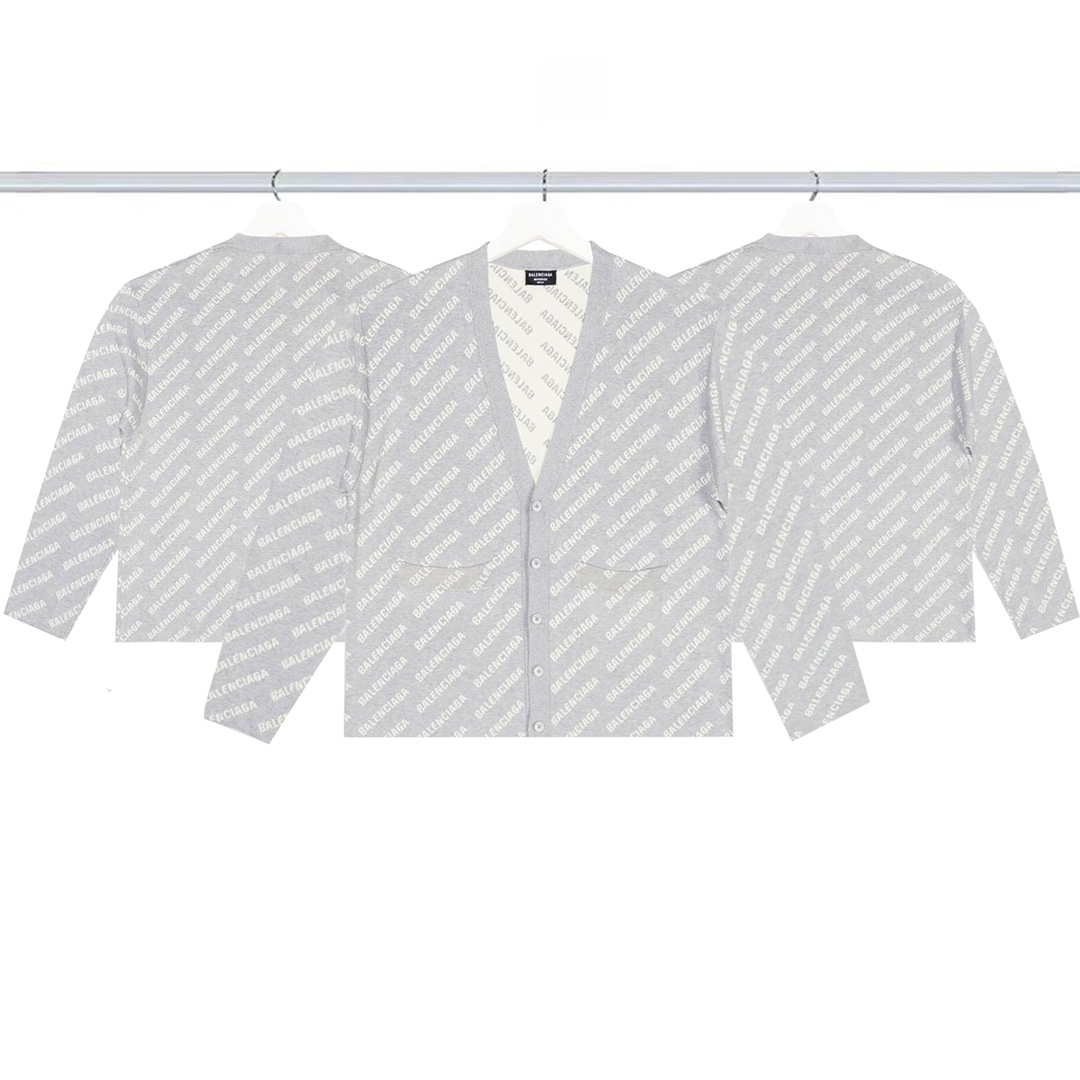 Balenciaga Clothing Sweatshirts Grey Unisex Cotton Knitting Wool