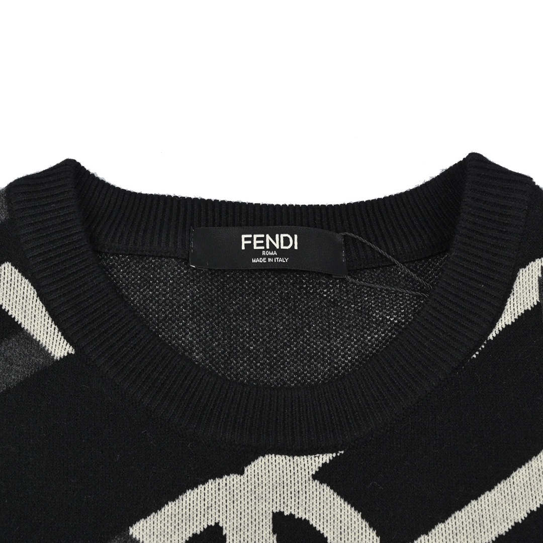 240 FENDI/芬迪 22FW 别针字母提花圆领卫衣毛衣