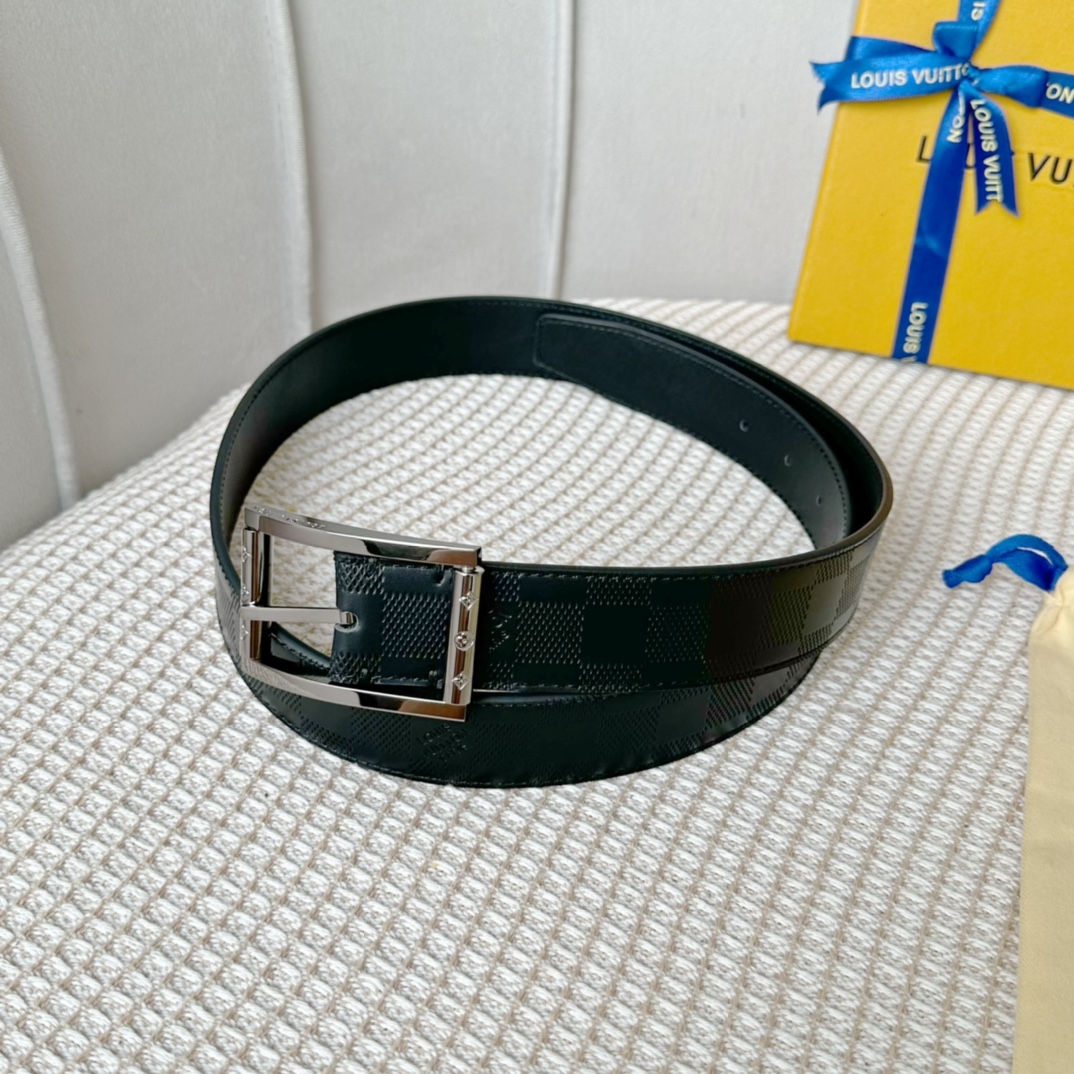 Louis Vuitton Belts High Quality Happy Copy
 Black Grid Calfskin Cowhide