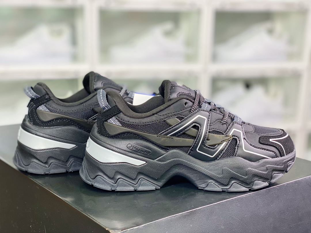 FUSION Aurora Aurora series low-cut daddy style heightened jogging shoes ”Black Silver” F12W231127FBK