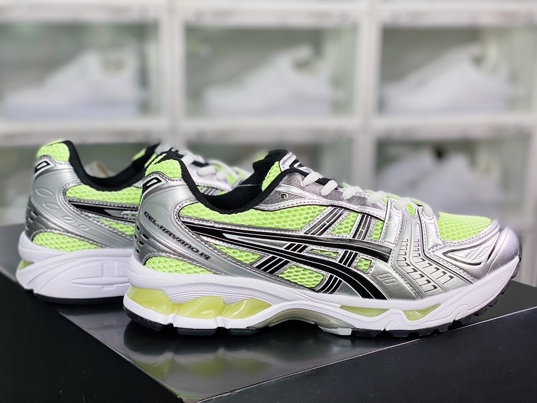 /ASICS GEL - KAYANO 14 Series Lightweight Cushioning Casual Sports Running Shoes ”Silver Black Lime Green” 1201A019-751