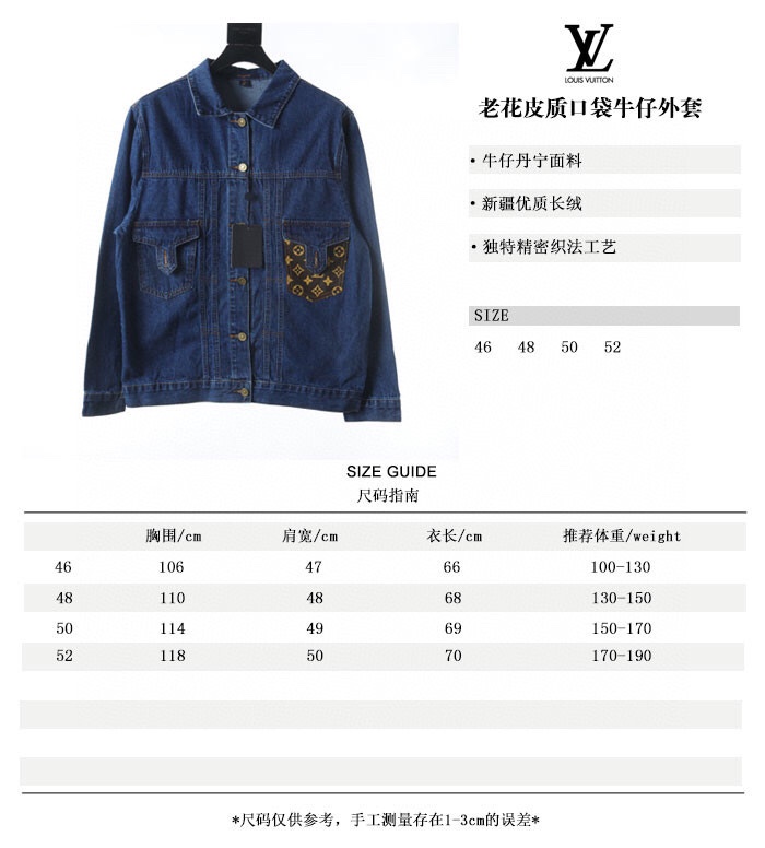 240 Louis Vuitton /路易威登 21Fw 老花皮质口袋牛仔外套