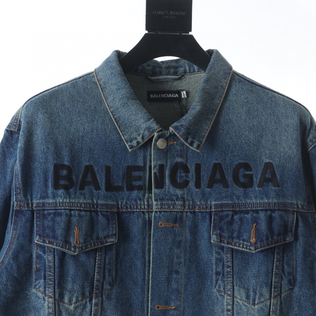 240 Balenciaga/巴黎世家 刺绣字母牛仔外套