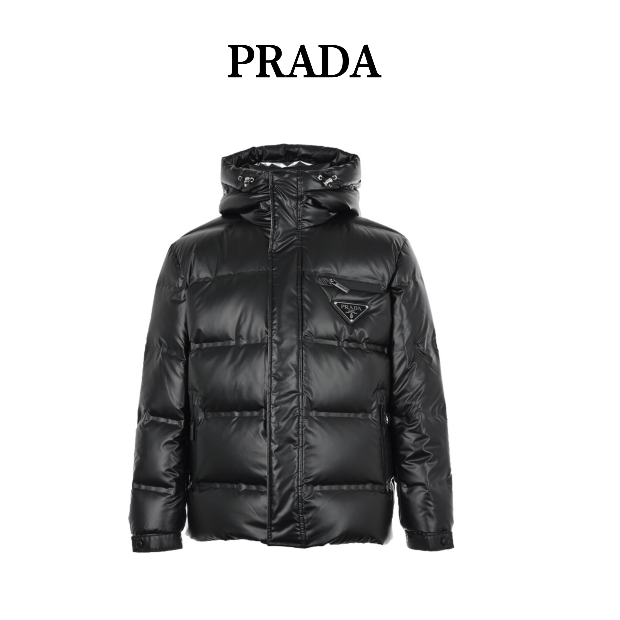 Prada /普拉达 22Fw 三角标立领连帽羽绒服