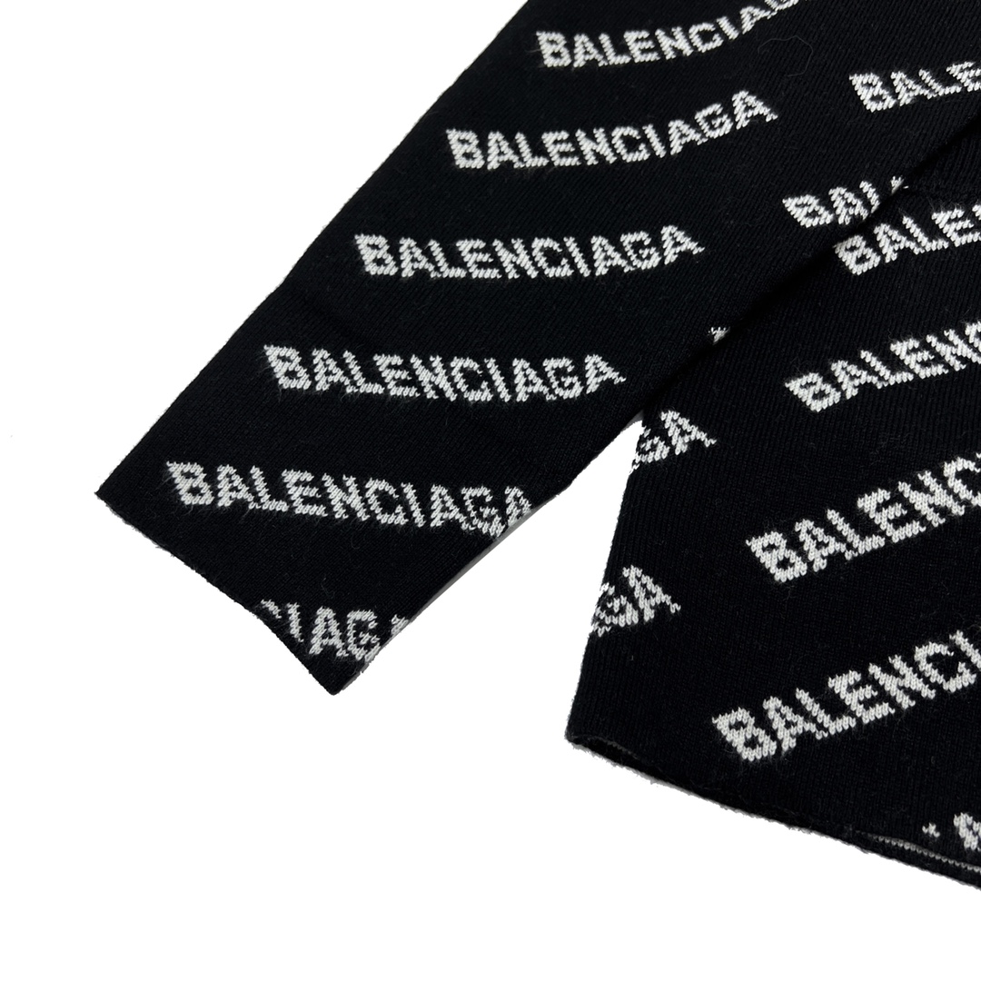 Balenciaga/巴黎世家22FW 弹幕logo羊毛提花针织开衫