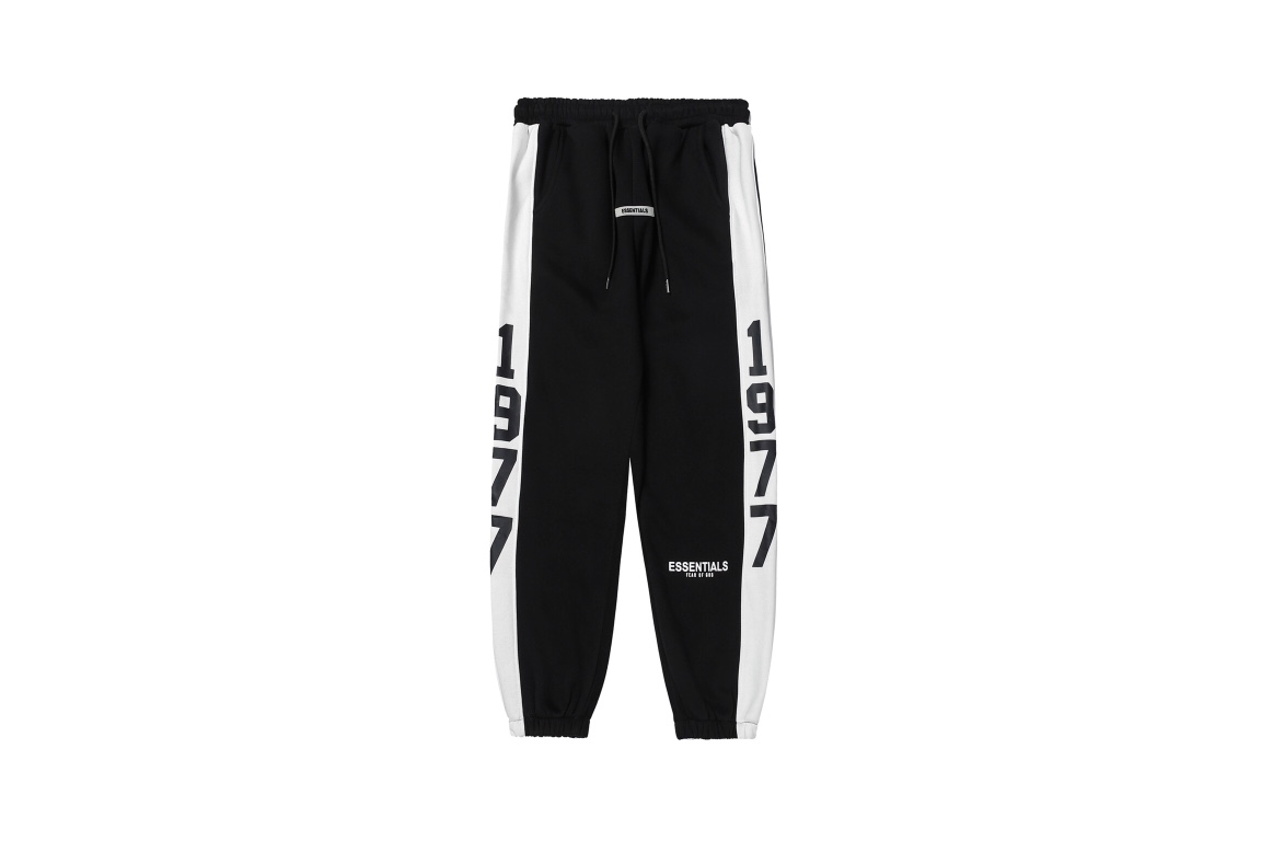ESSENTIALS Clothing Pants & Trousers Black Splicing Unisex Cotton Essential Casual