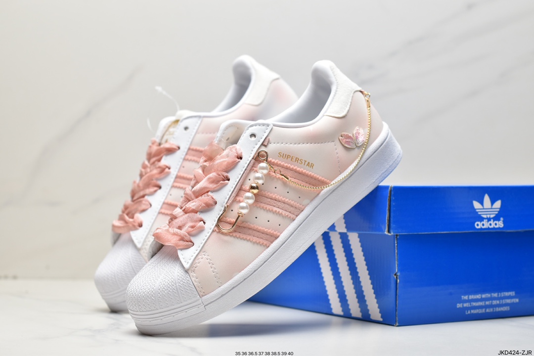 Adidas clover SUPERSTAR shell head women's pearl pin hanging chain shoes GZ3386