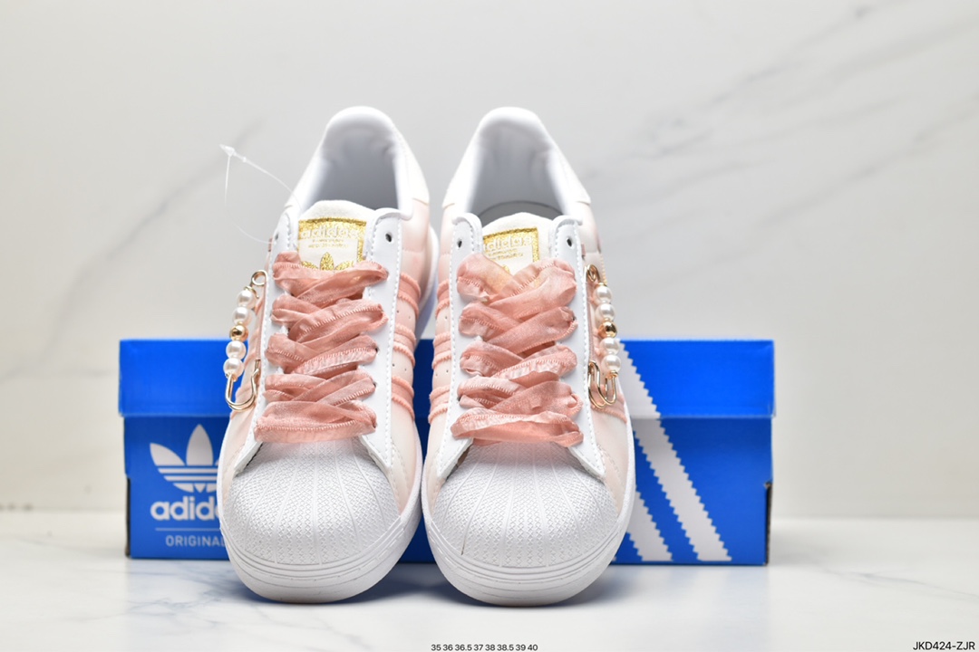 Adidas clover SUPERSTAR shell head women's pearl pin hanging chain shoes GZ3386