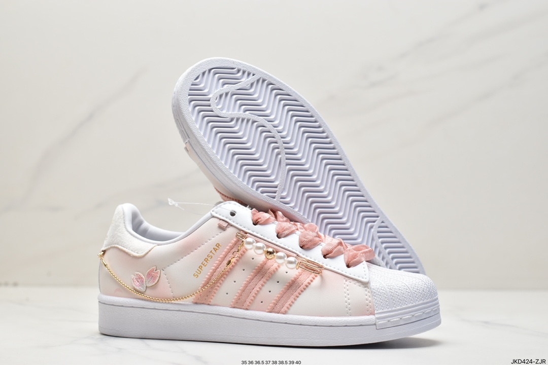 Adidas clover SUPERSTAR shell head women's pearl pin hanging chain shoes GZ3386