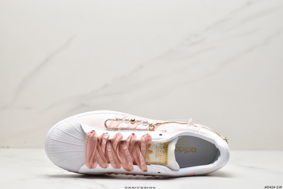 Adidas clover SUPERSTAR shell head women's pearl pin hanging chain shoes GZ3386