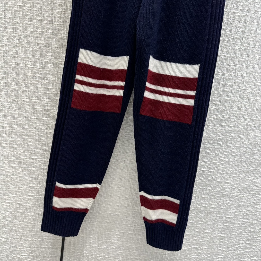 2022Louis Vui*ton22秋冬SKI系列新品，深蓝色徽标刺绣针织运动裤休闲裤