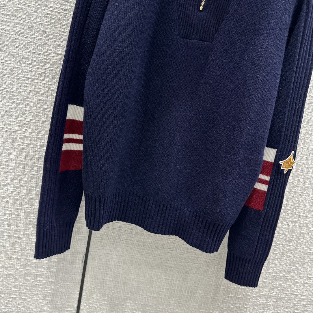2022Louis Vui*ton22秋冬SKI系列新品，深蓝色徽标刺绣螺纹针织羊绒毛衫毛衣