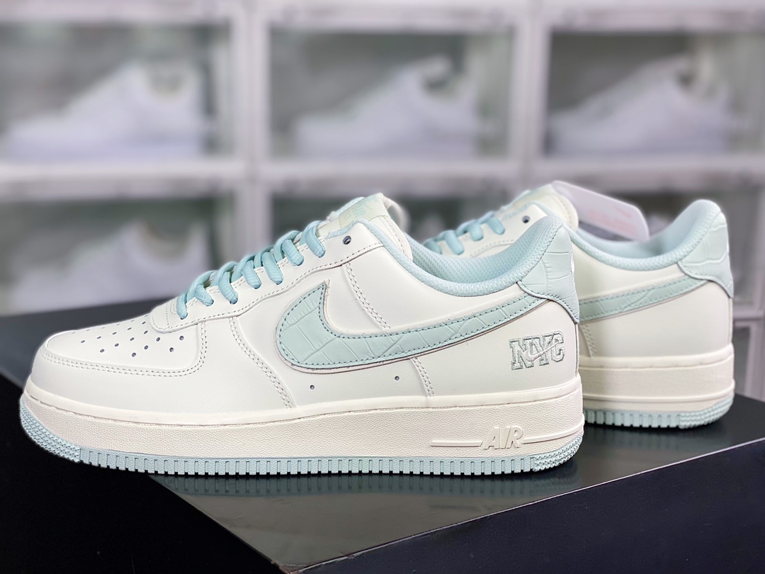 240 Air Force 1 '07 Low ”NYC/White/Mint Blue”空军一号板鞋“皮革米白薄荷蓝NYC”KL4596-362