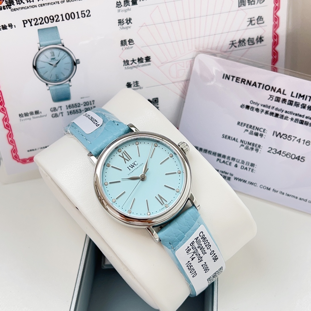 Luxury IWC Mandarin Wristwatch with Diamond, 34mm, 2022, Full Package Included
