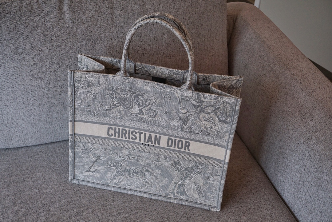 Online Store
 Dior Book Tote Handbags Tote Bags Grey Embroidery